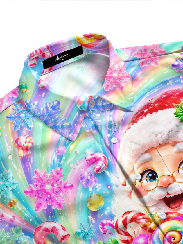 Adaychic Men's Graphic Rainbow Background Print Long Sleeve Shirt with Chest Pocket