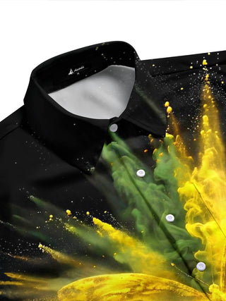 Adaychic Men's Printed Butterfly Explosion Print Short Sleeve Shirt with Chest Pocket