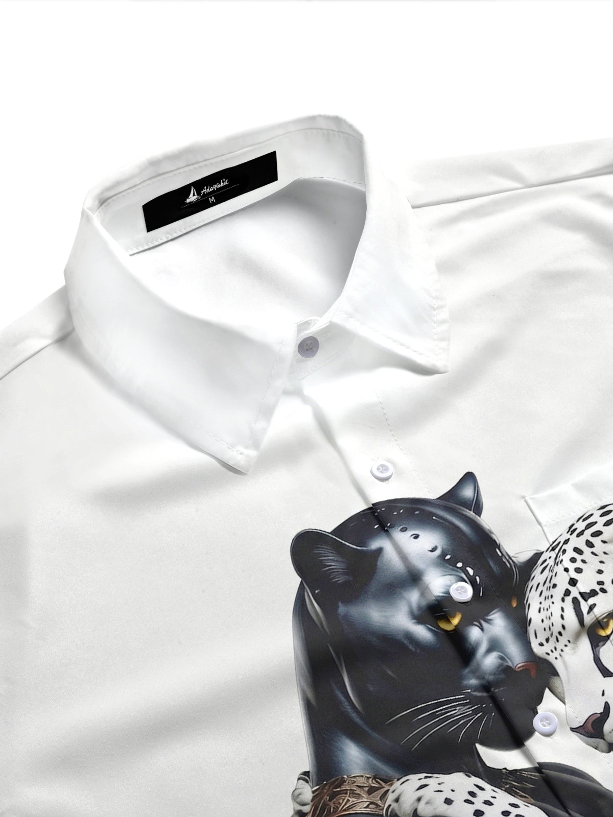 Adaychic Men's Graphic Leopard Print Short Sleeve Shirt with Chest Pocket