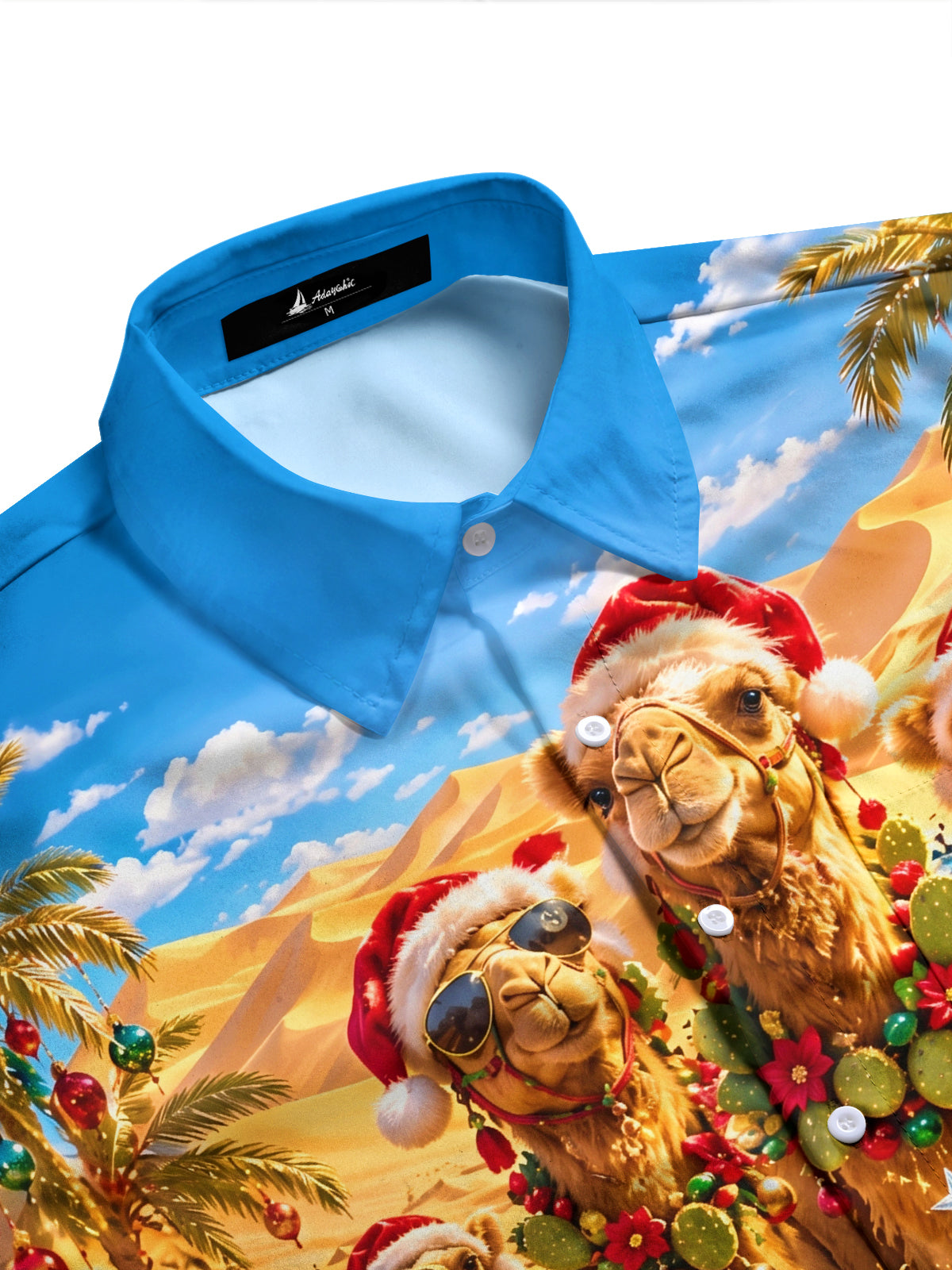 Adaychic Men's Camels And Lizards In Christmas Attire Print Long Sleeve Shirt with Chest Pocket