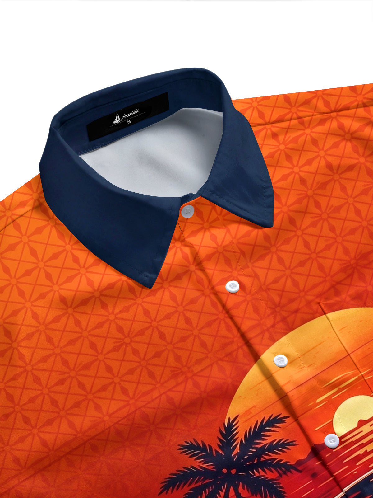 Adaychic Men's Hawaiian Sunset Palm Tree Print Short Sleeve Shirt with Chest Pocket