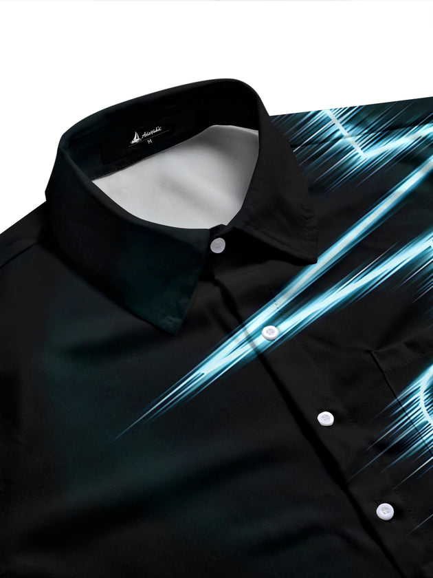 Adaychic Music Print Men's Pocket Long Sleeve Shirts