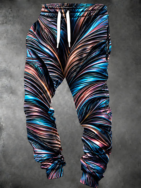 Adaychic Men's Patterned Abstract Geometric Swirls Print Pants