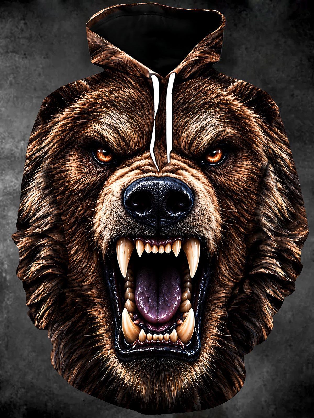 Adaychic Men's Graphic Brown Bear Face Print Long Sleeve Hoodie
