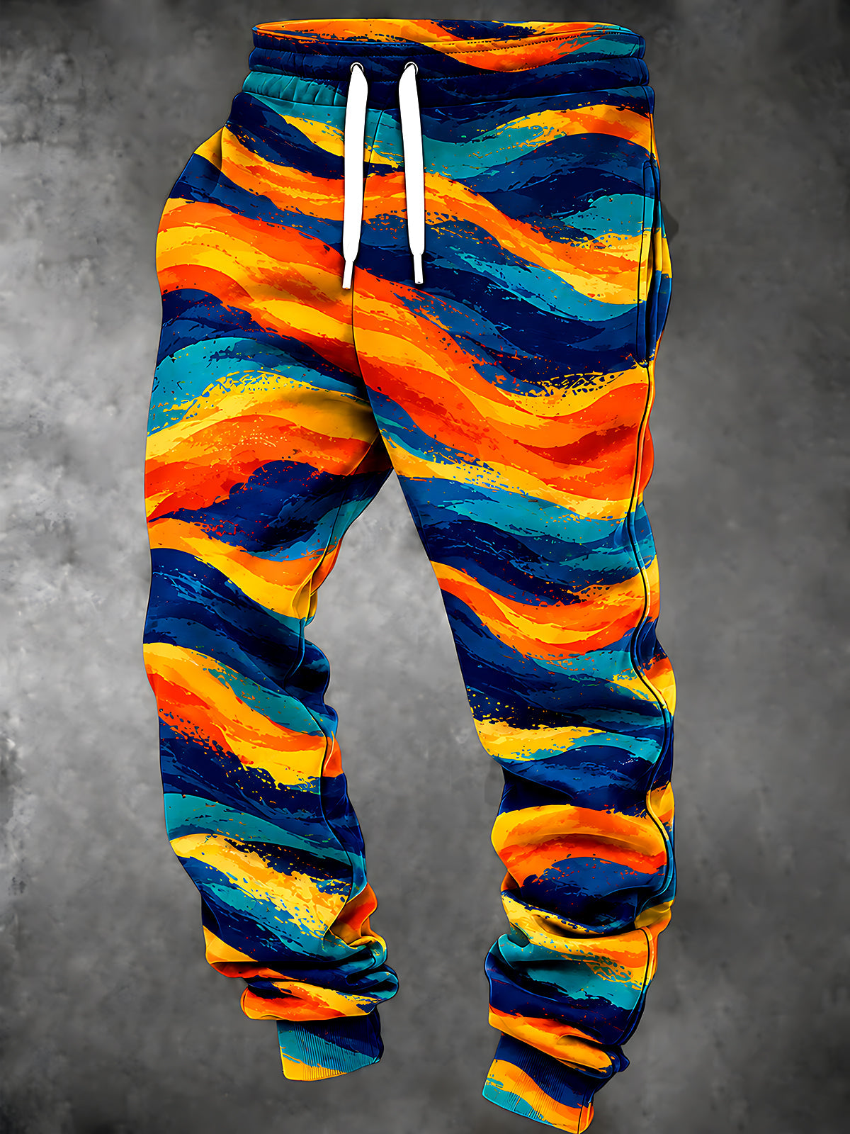 Adaychic Men's Tie Dye Abstract Wavy Tie Dye Pattern Pants