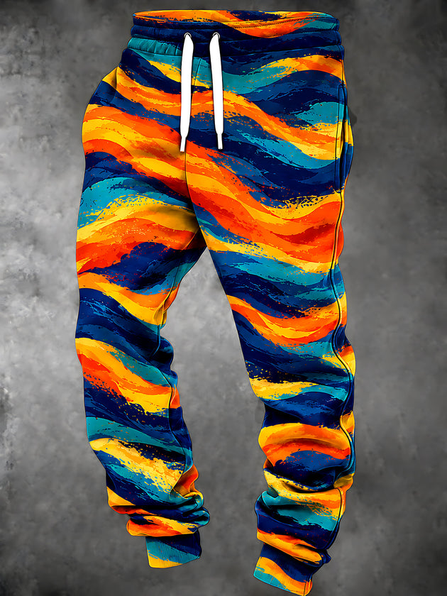 Adaychic Men's Tie Dye Abstract Wavy Tie Dye Pattern Pants