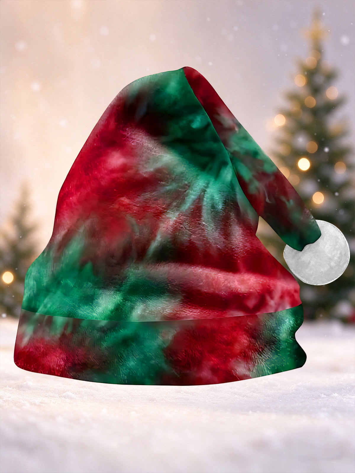 Adaychic Men's Tie Dye Tie Dye Christmas Hat Print Hat