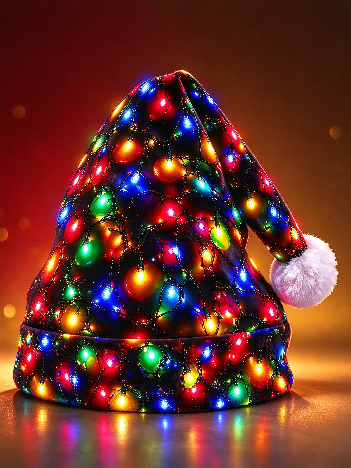 Adaychic Men's Colorful Christmas Lights And Santa Hat Print Hat