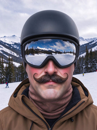 Adaychic Funny Curled Handlebar Mustache Face Ski Mask