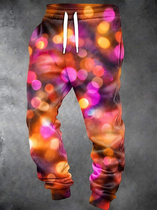 Adaychic Men's Printed Abstract Bokeh Light Circles Print Pants