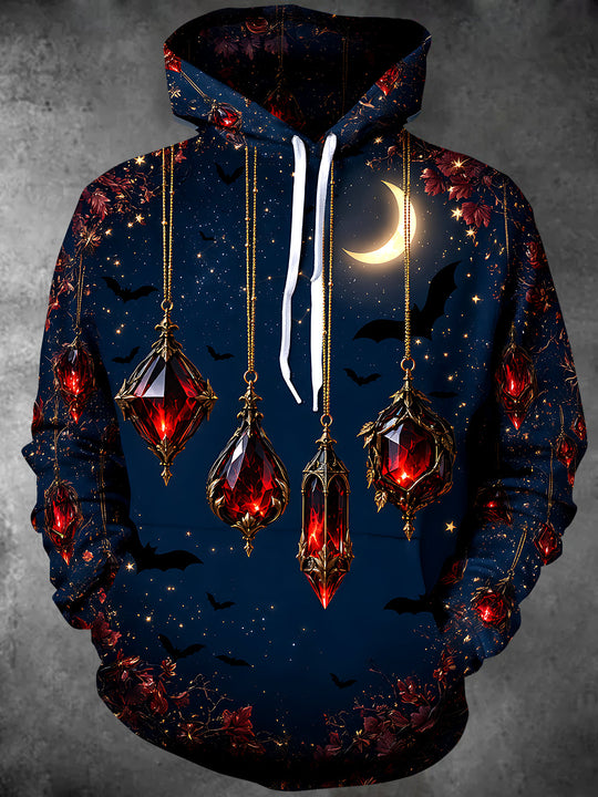 Adaychic Men's Short Sleeve Shirt - Halloween Hanging Ruby Pendants And Bats Print