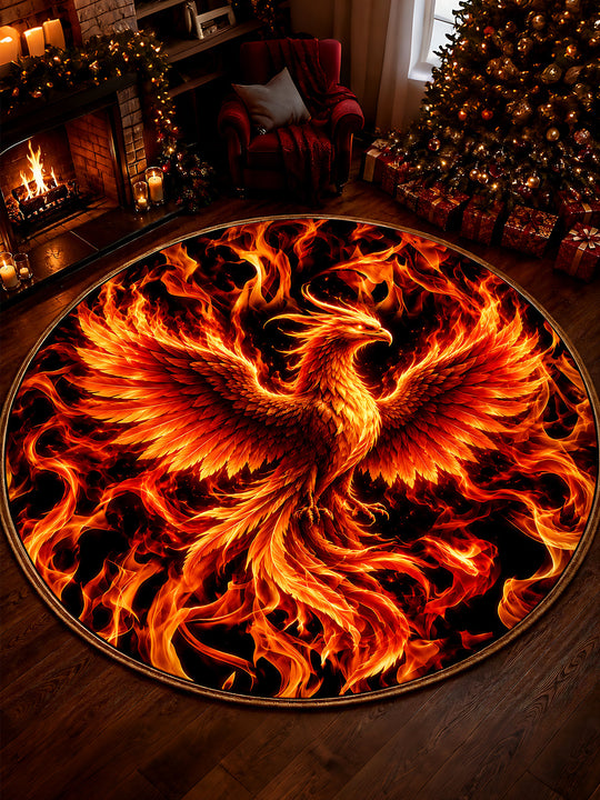 Adaychic Flame Phoenix Round Area Rug