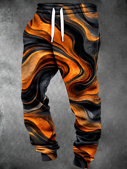 Adaychic Men's Patterned Abstract Swirling Waves Print Pants