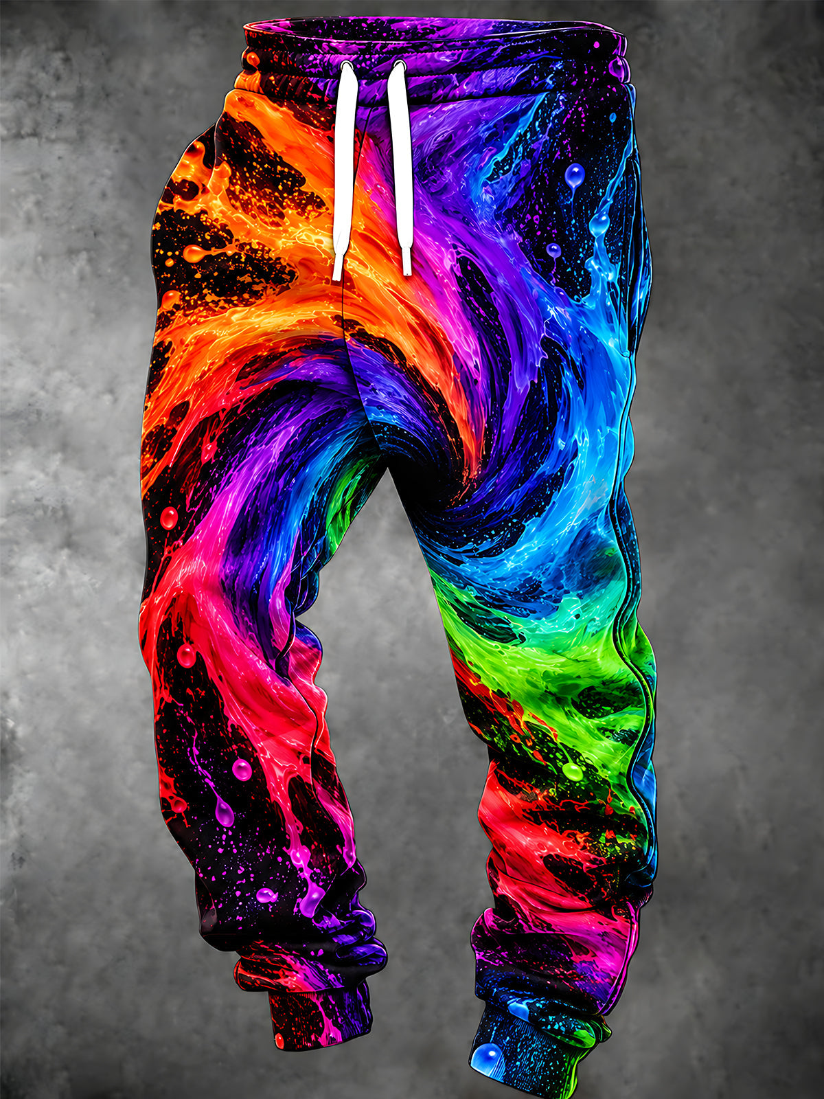 Adaychic Men's Printed Colorful Abstract Liquid Swirls Print Pants
