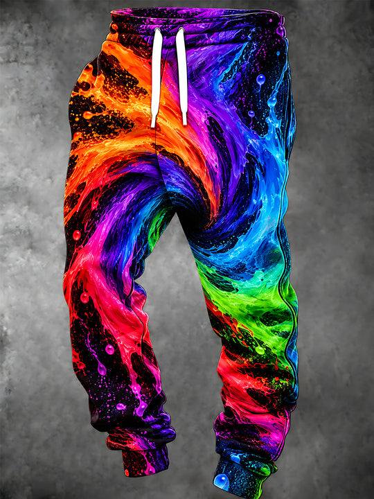 Adaychic Men's Printed Colorful Abstract Liquid Swirls Print Pants