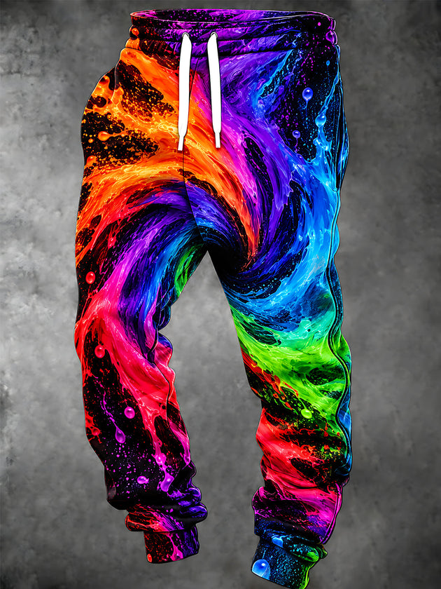 Adaychic Men's Printed Colorful Abstract Liquid Swirls Print Pants
