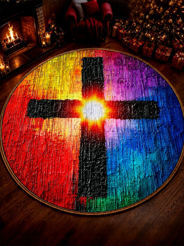 Adaychic Religious cross Round Area Rug