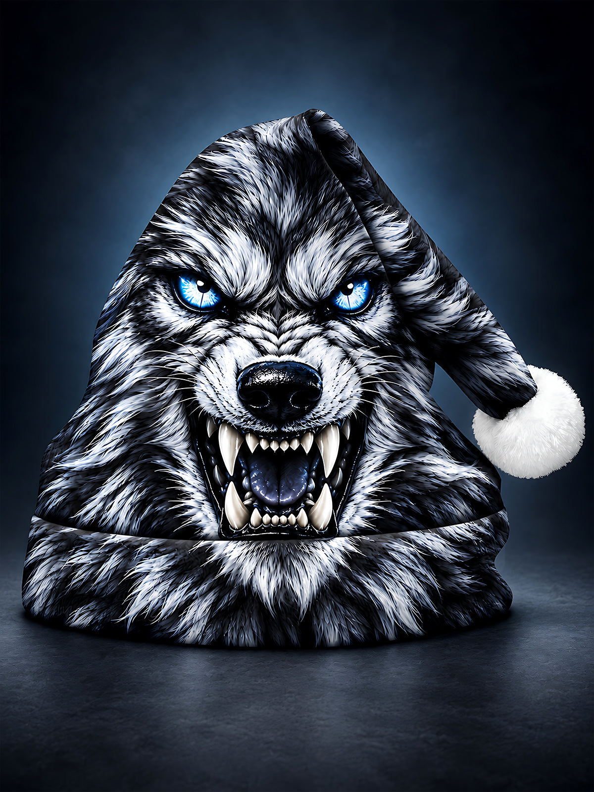 Adaychic Men's Graphic Wolf Face With Santa Hat Print Hat