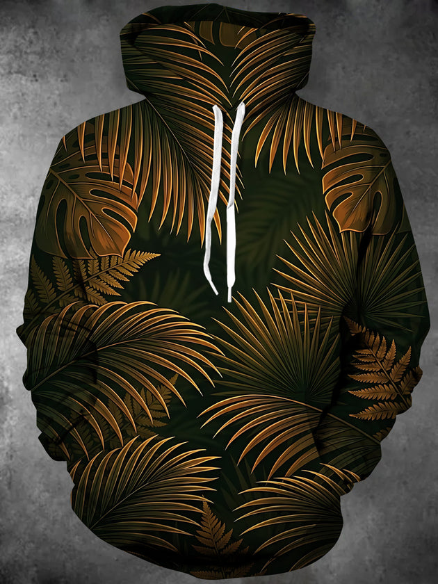 Adaychic Men's Tropical Tropical Palm Leaves And Ferns Print Long Sleeve Hoodie