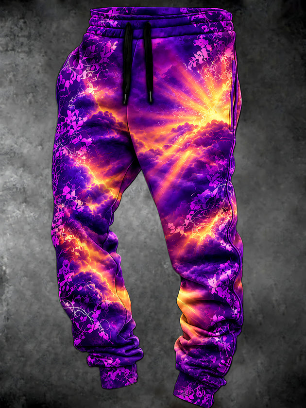 Adaychic Men's Floral Floral Sunset Gradient Print Pants