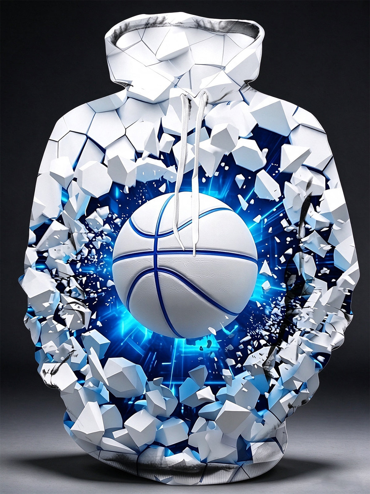Adaychic Men's 3D 3D Basketball Breaking Through Wall Print Long Sleeve Hoodie