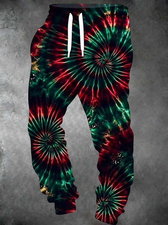 Adaychic Men's Tie Dye Christmas Tie Dye Spiral Pattern Pants