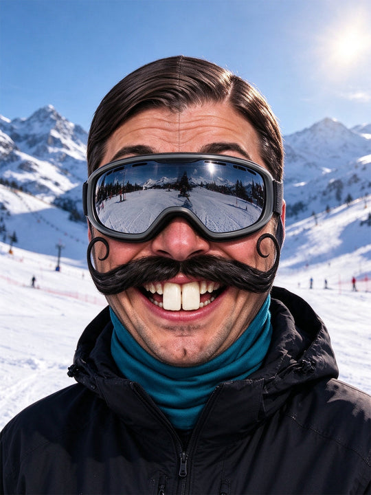 Adaychic Funny Exaggerated Curly Mustache Ski Mask