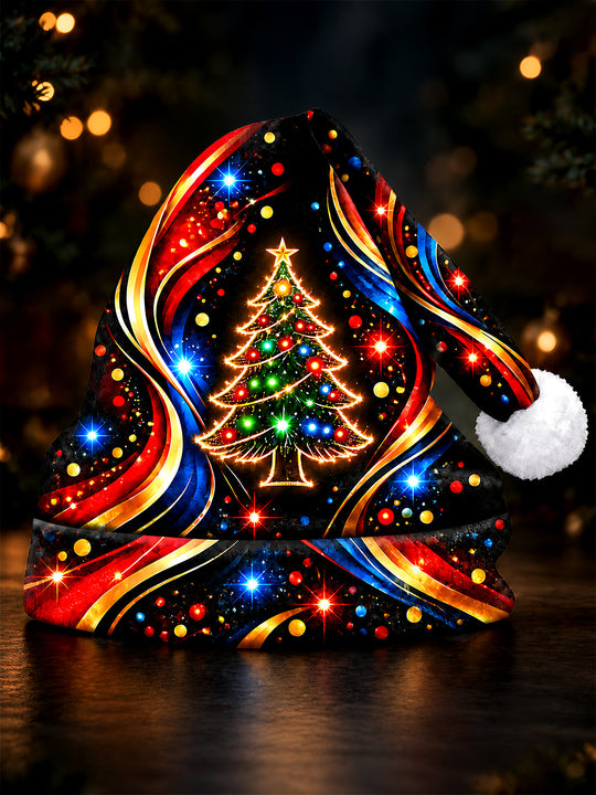 Adaychic Men's Neon Abstract Christmas Tree With Swirling Ribbons Print Hat