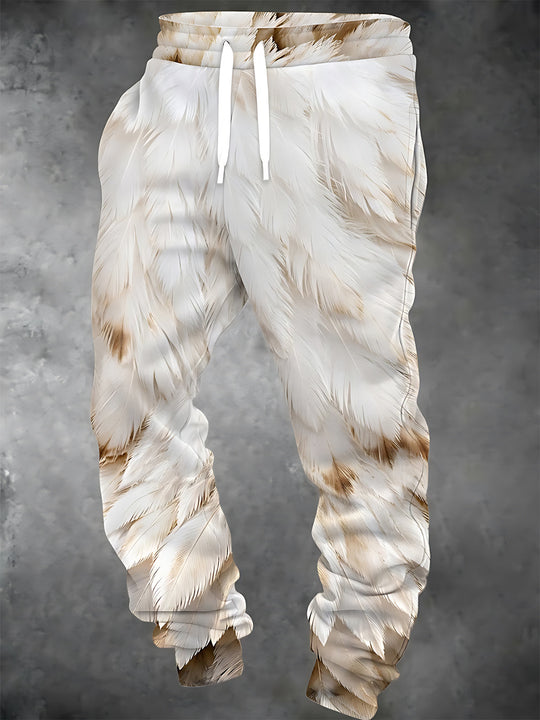 Adaychic Men's Printed Feather Print Pants