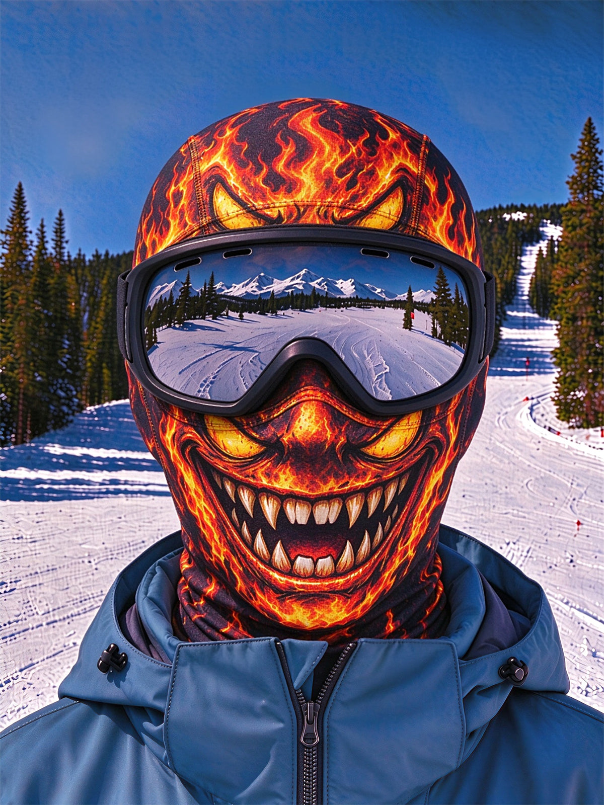 Adaychic Fun Flame Demon Ski Mask