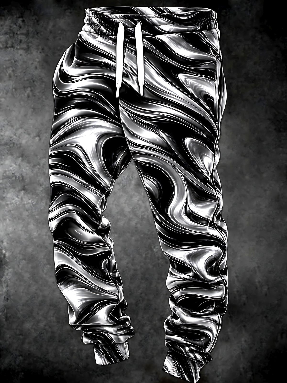 Adaychic Men's Patterned Abstract Metallic Swirls Print Pants