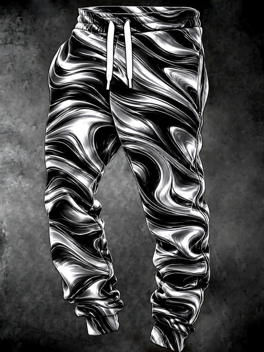 Adaychic Men's Patterned Abstract Metallic Swirls Print Pants