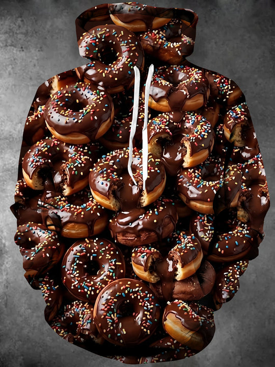 Adaychic Men's Chocolate Doughnuts With Sprinkles Print Long Sleeve Hoodie