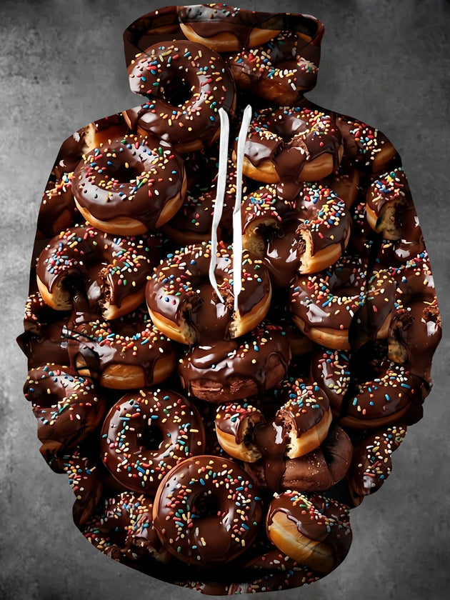 Adaychic Men's Chocolate Doughnuts With Sprinkles Print Long Sleeve Hoodie