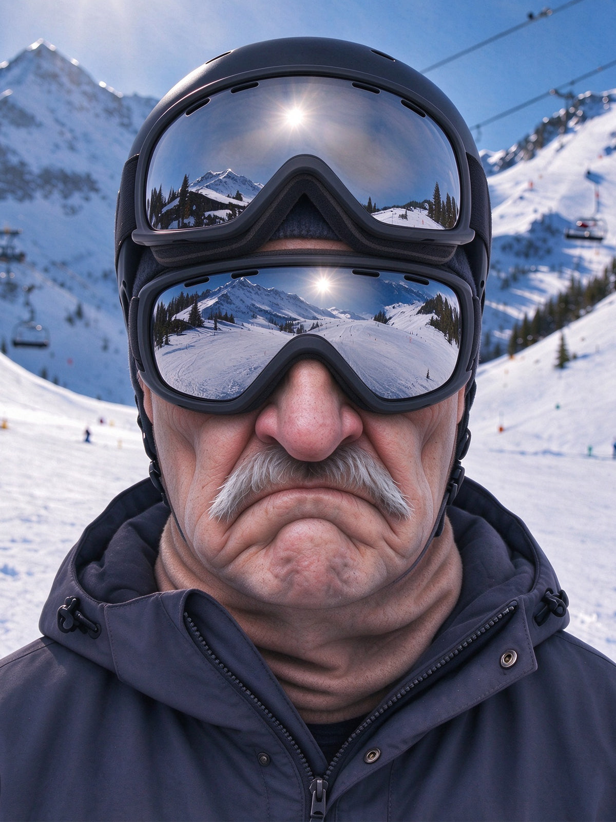 Adaychic Funny White Beard Serious Face Ski Mask