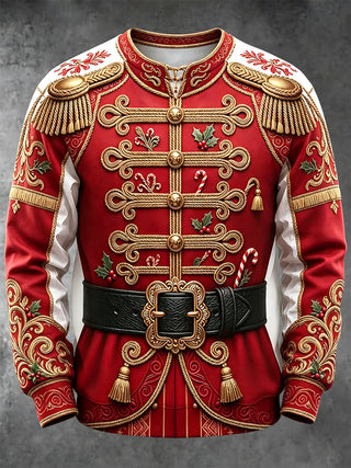 Adaychic Men's Long Sleeve Hoodie - Military Uniform With Christmas Elements Print