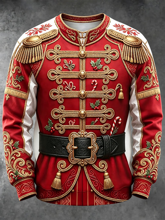 Adaychic Men's Long Sleeve Hoodie - Military Uniform With Christmas Elements Print