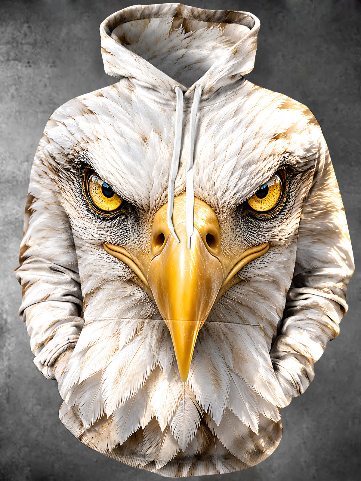 Adaychic Men's Graphic Bald Eagle Face Print Long Sleeve Hoodie