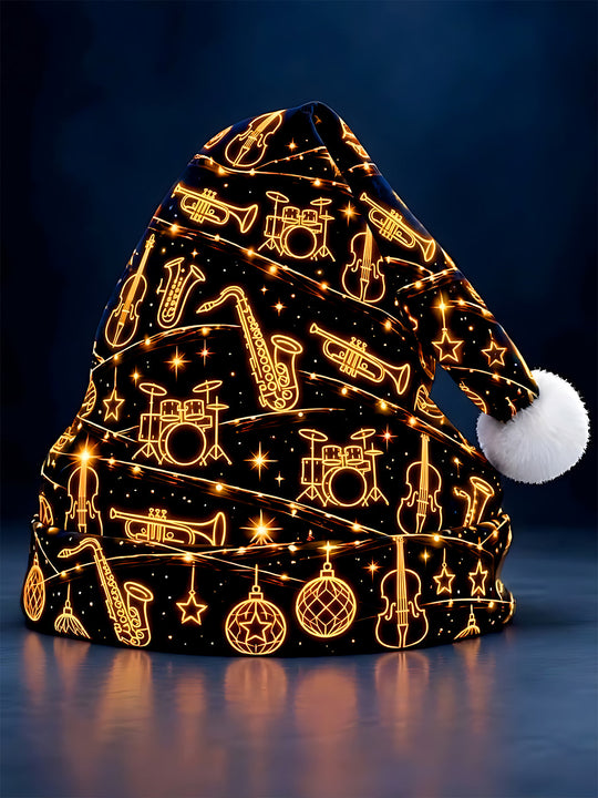 Adaychic Men's Patterned Musical Instruments And Christmas Ornaments Print Hat