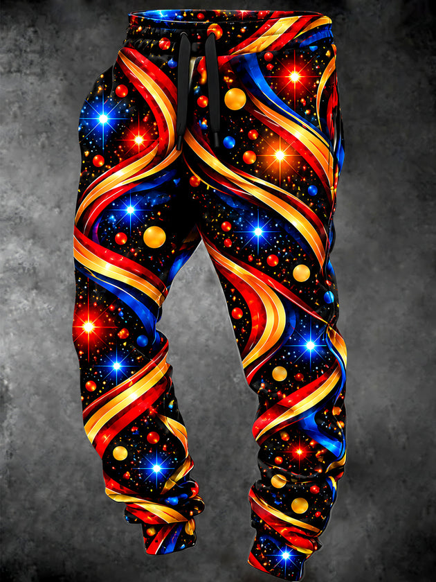Adaychic Men's Abstract Abstract Swirls And Space Stars Print Pants