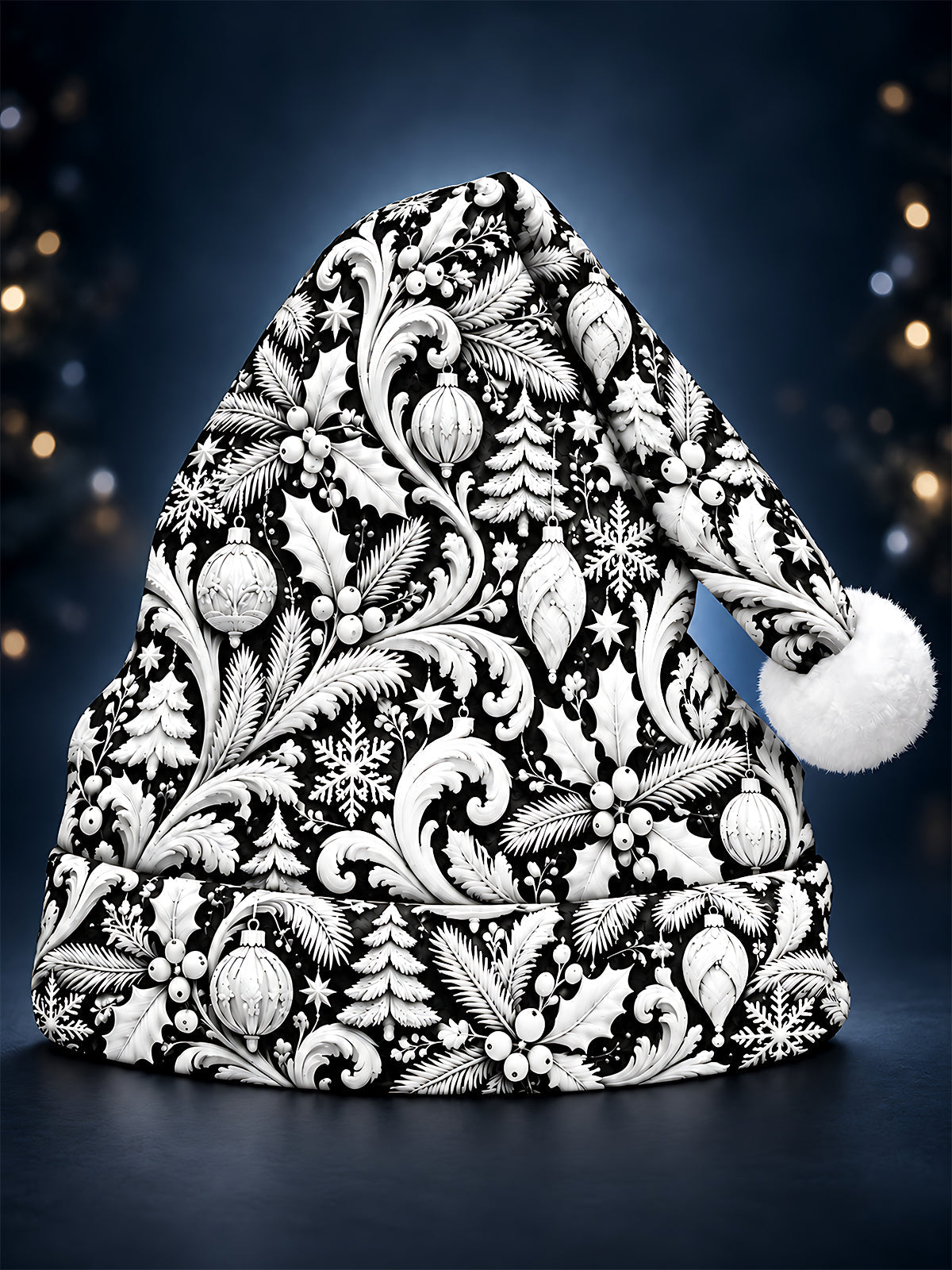 Adaychic Men's Graphic Christmas Ornaments And Pine Trees Print Hat