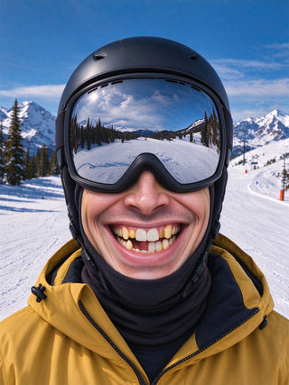 Adaychic Funny Snow Mountain Ski Smiling Face Ski Mask
