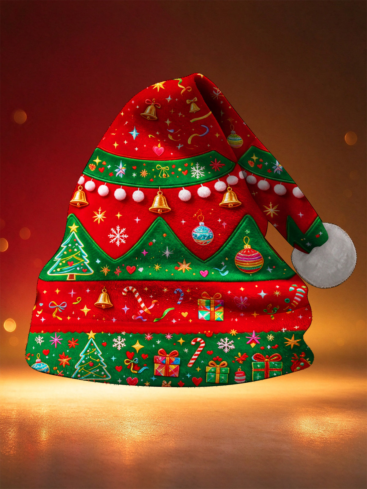 Adaychic Men's Vintage Style Christmas Trees And Ornaments Print Hat