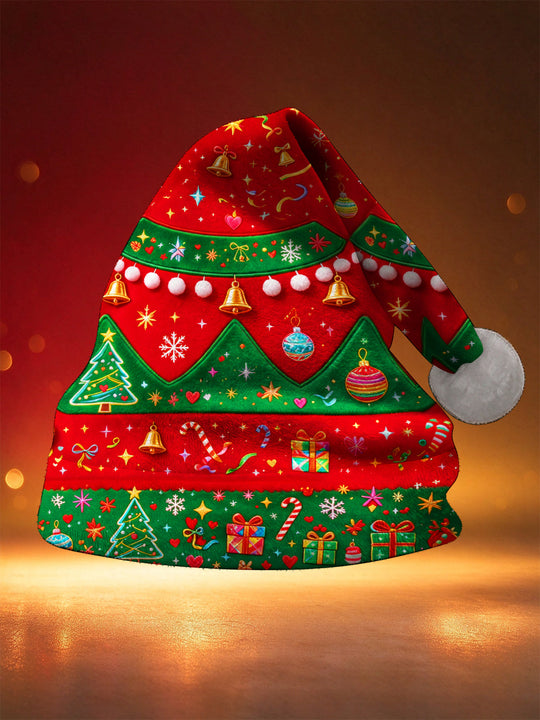 Adaychic Men's Vintage Style Christmas Trees And Ornaments Print Hat