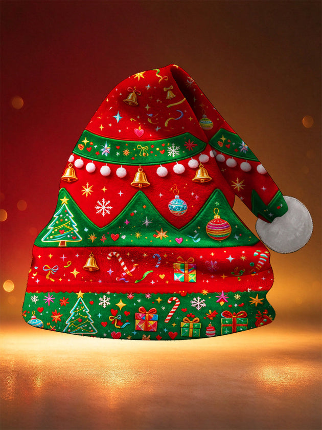 Adaychic Men's Vintage Style Christmas Trees And Ornaments Print Hat