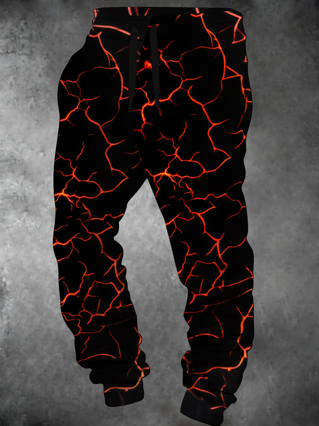 Adaychic Men's Graphic Lava Crack Pattern Pants