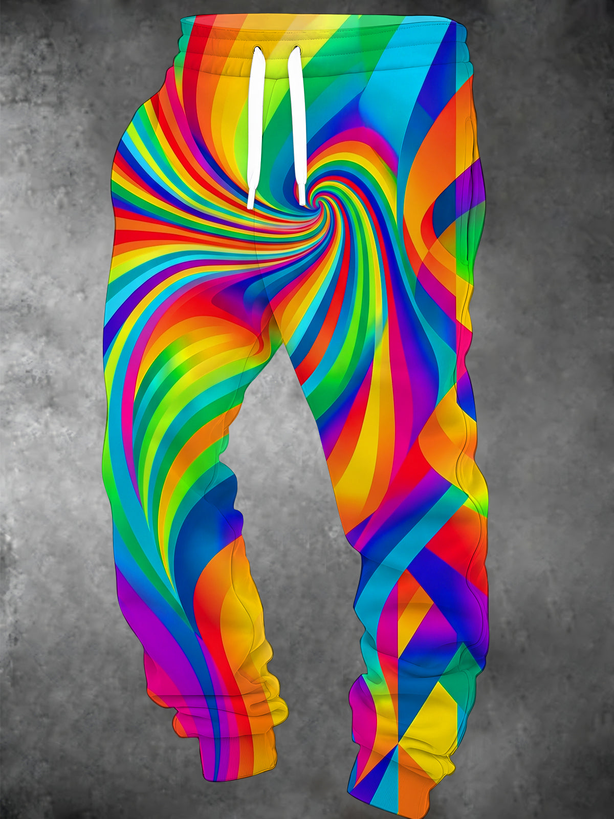 Adaychic Men's Tie Dye Rainbow Spiral Ripple Pattern Pants