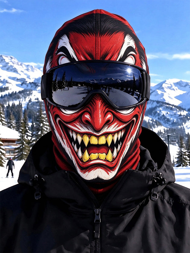 Adaychic Dark Funny Red Oni Ski Mask