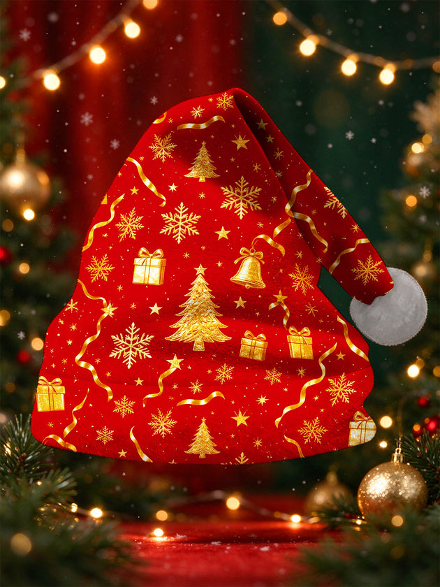 Adaychic Men's Christmas Trees Snowflakes Gift Boxes Bells And Stars Print Hat