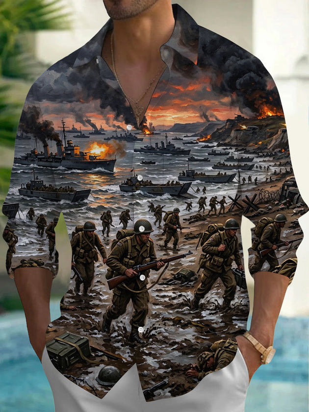 Adaychic Men's Long Sleeve Shirts with Chest Pocket